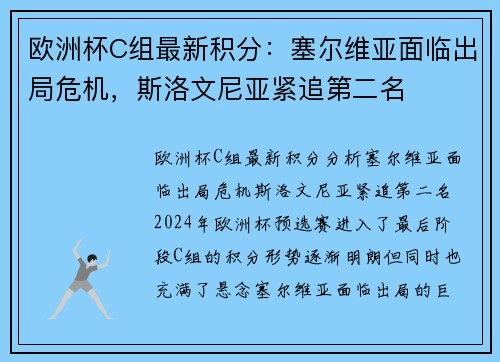 欧洲杯C组最新积分：塞尔维亚面临出局危机，斯洛文尼亚紧追第二名